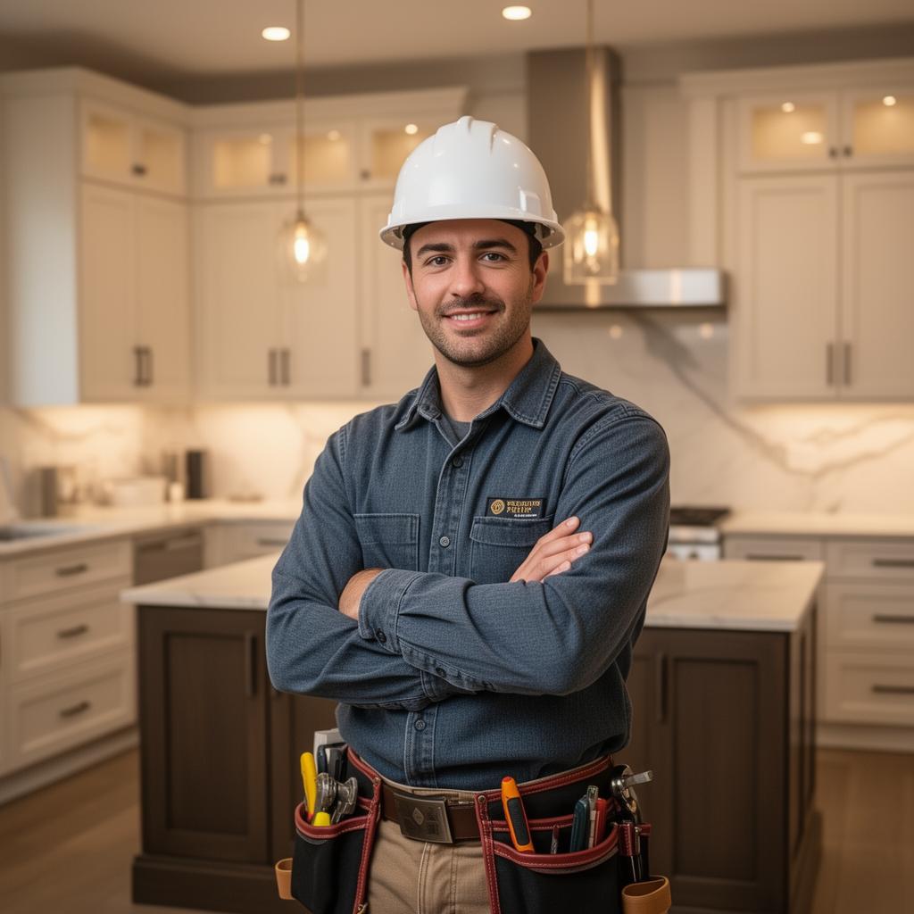 Professional contractor in a luxury kitchen remodel